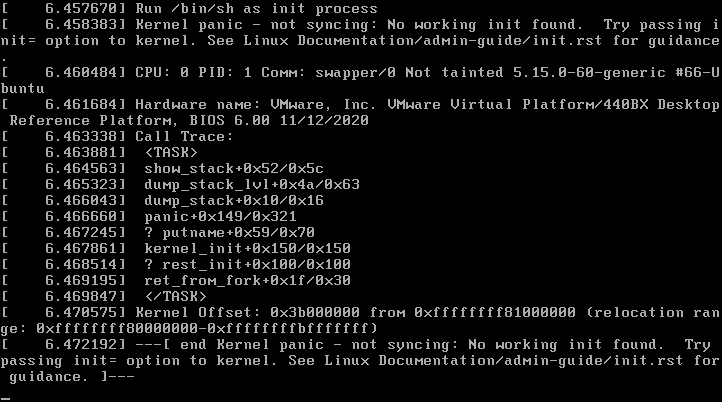 Kernel panic - not syncing: No working init found.